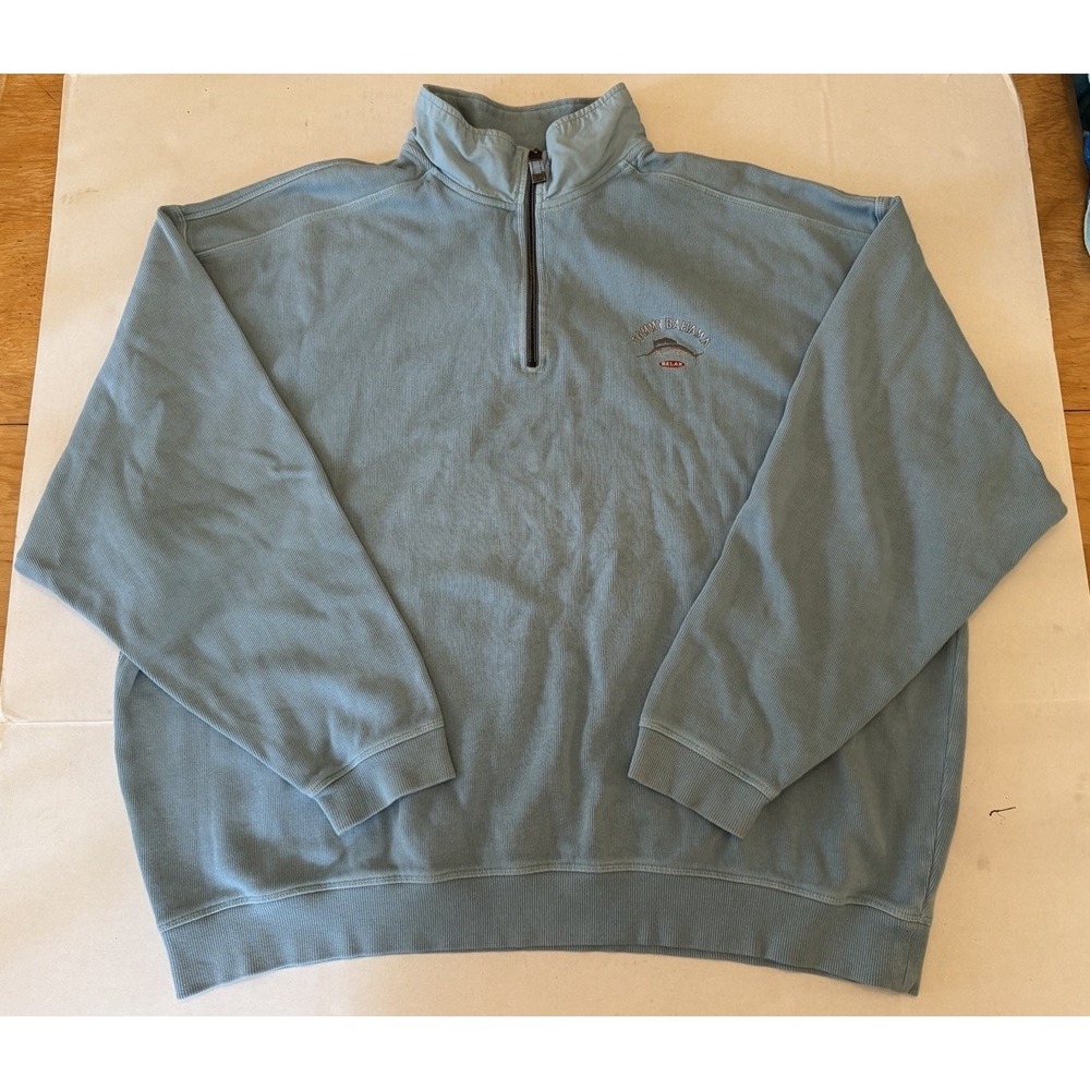 TOMMY BAHAMA Men's Long Sleeve Pullover Size XXL Relax Quarter‎ Zip 100% Cotton